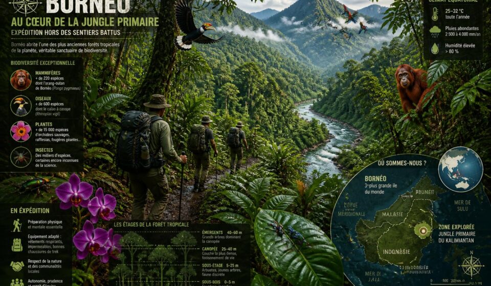 découvrez l'aventure authentique à bornéo, au cœur de la jungle primaire, loin des sentiers battus et des circuits touristiques, pour une immersion totale en pleine nature.