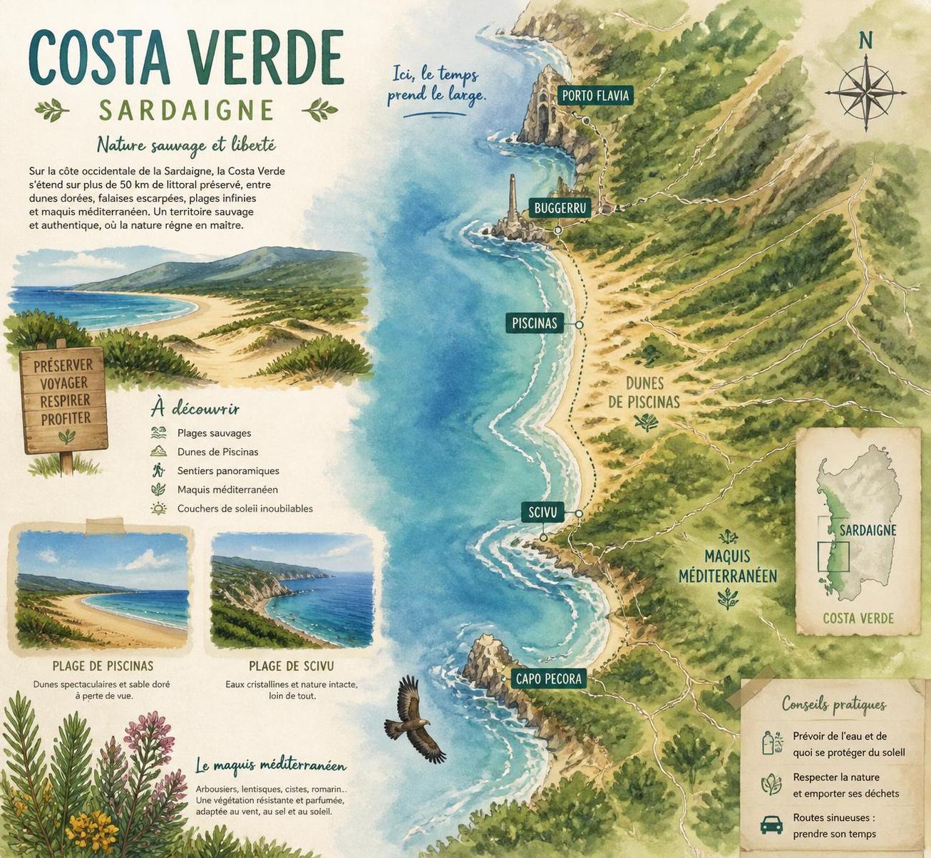 découvrez la costa verde en sardaigne, une région préservée du tourisme où les plages sauvages du nord-ouest vous offrent des paysages naturels d'une beauté intacte.
