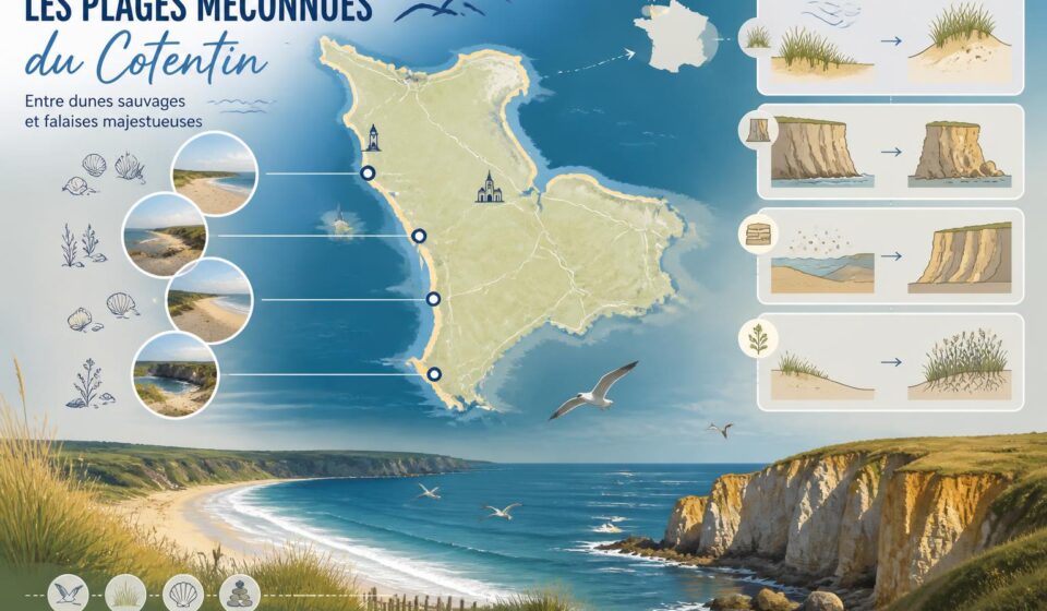 découvrez les plages secrètes du cotentin en normandie, entre dunes sauvages et falaises majestueuses, loin des foules et de la vie urbaine.