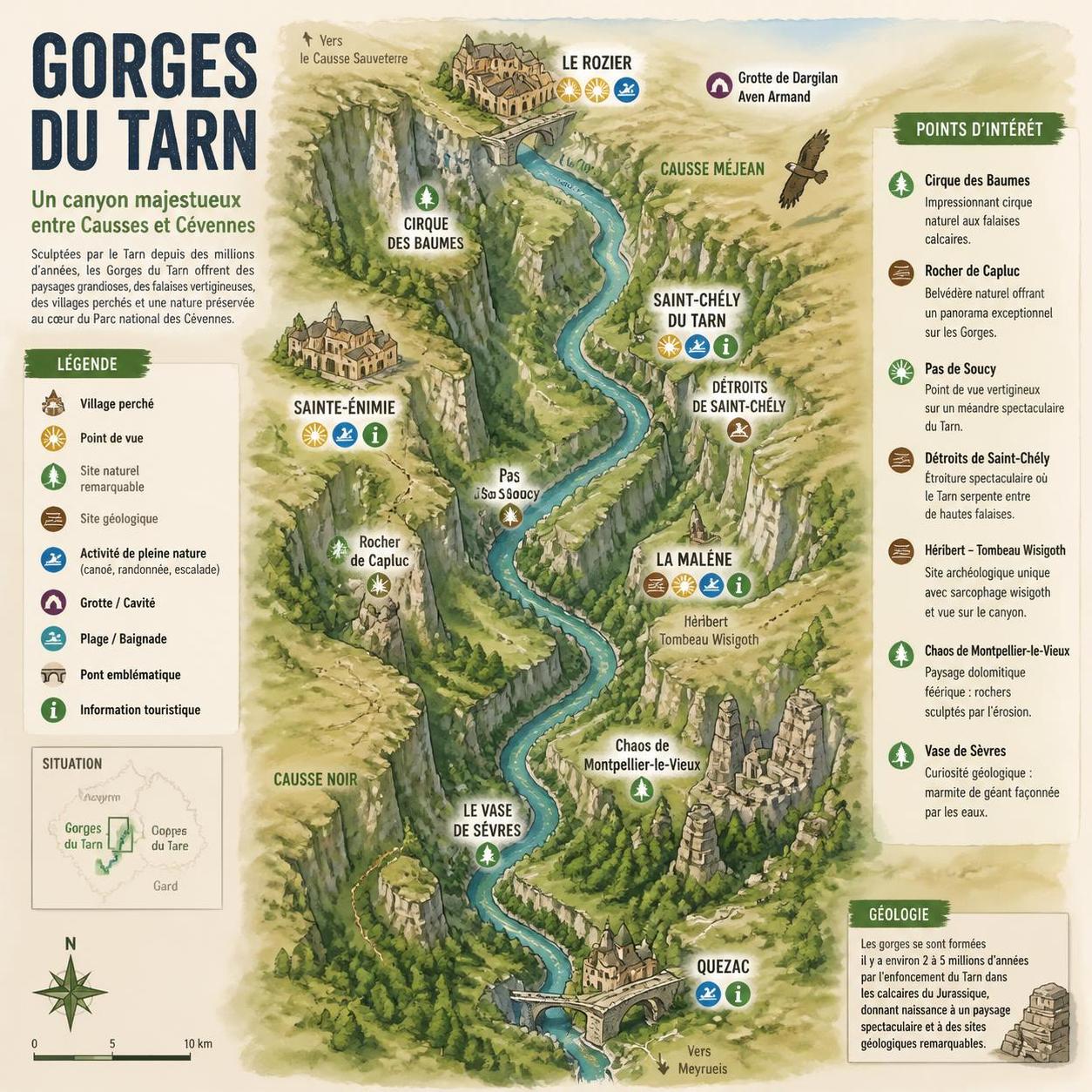 découvrez les gorges du tarn, un canyon sauvage et méconnu de france, offrant des paysages époustouflants et une nature préservée idéale pour l'aventure et la randonnée.