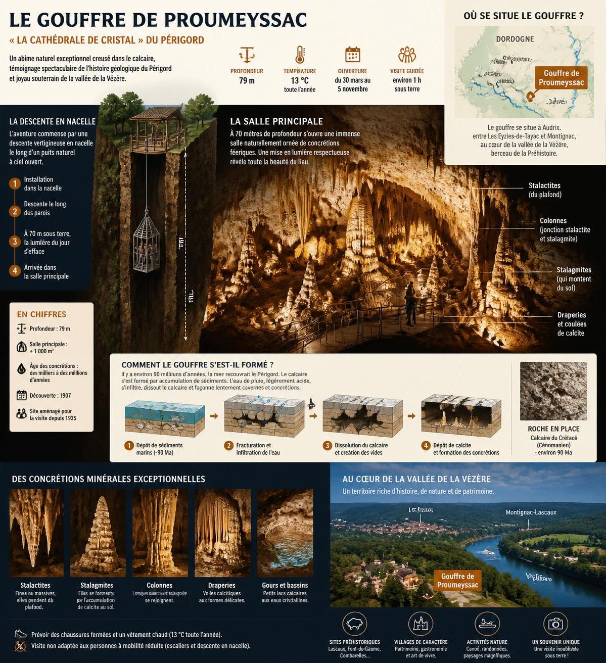 découvrez le gouffre de proumeyssac, la cathédrale de cristal souterraine méconnue du périgord, un site naturel exceptionnel offrant un spectacle spectaculaire de stalactites et stalagmites.