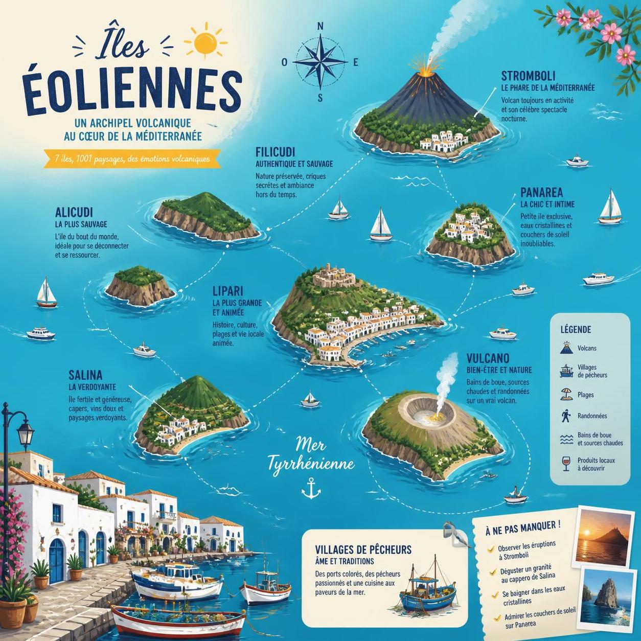 découvrez les îles éoliennes, un archipel volcanique sicilien exceptionnel, entre l'éruption spectaculaire de stromboli et les charmants villages de pêcheurs authentiques.