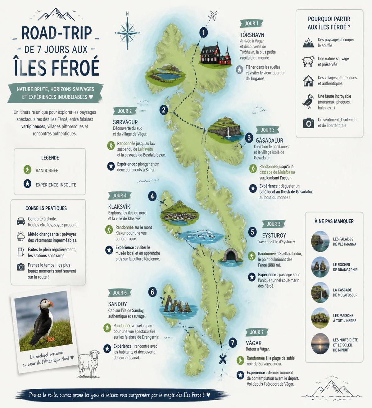 découvrez un itinéraire complet et des conseils pratiques pour explorer les îles féroé, un archipel sauvage et préservé au cœur de l'atlantique nord.