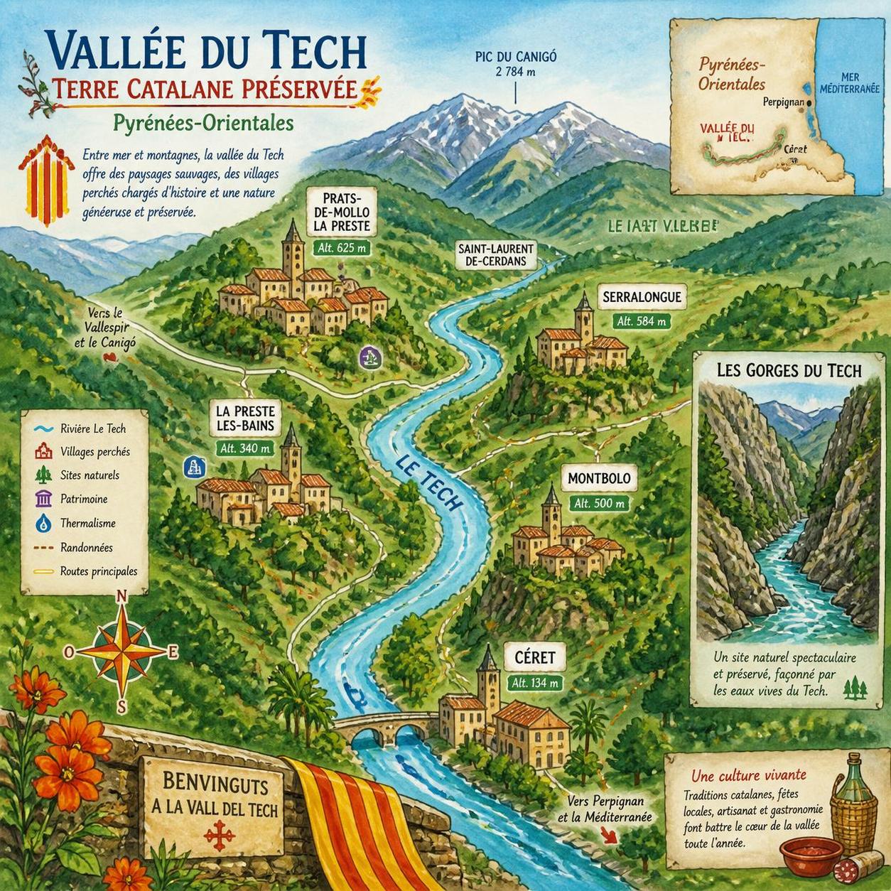 dĂ©couvrez les pyrĂ©nĂ©es-orientales Ă travers ses gorges mĂ©connues et ses villages perchĂ©s, une rĂ©gion authentique oĂč la catalogne prĂ©servĂ©e rĂ©vĂšle toute sa beautĂ© naturelle et culturelle.