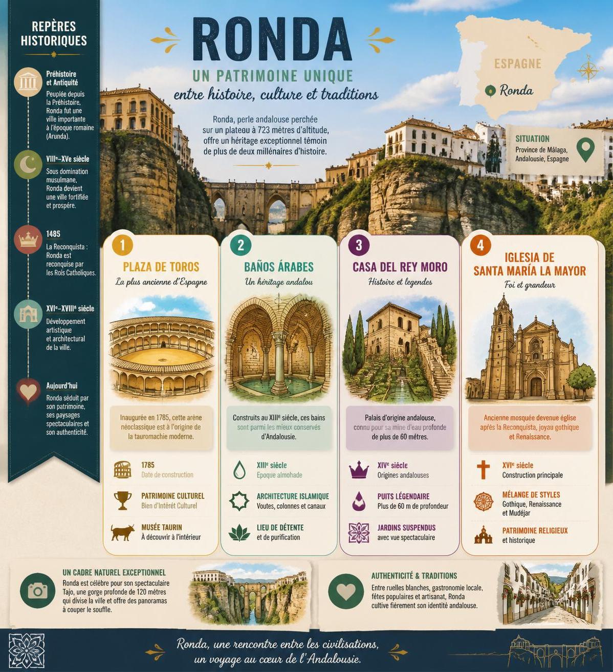 découvrez ronda, joyau méconnu de l'andalousie, au bord du spectaculaire gouffre, loin de l'effervescence touristique de séville et des sentiers battus.
