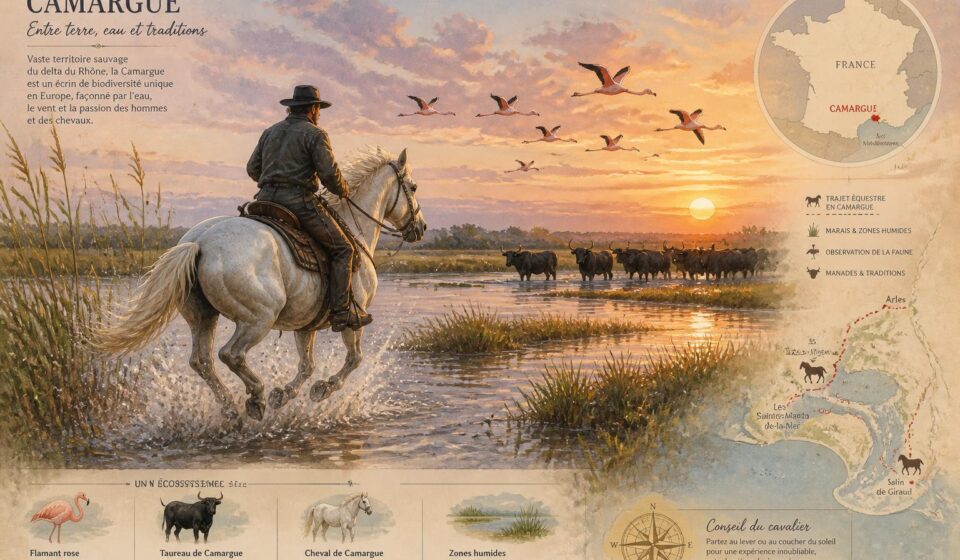 découvrez la camargue à cheval et vivez une aventure sauvage au cœur de paysages préservés, entre marais, plages et étendues sauvages au bout de la france.