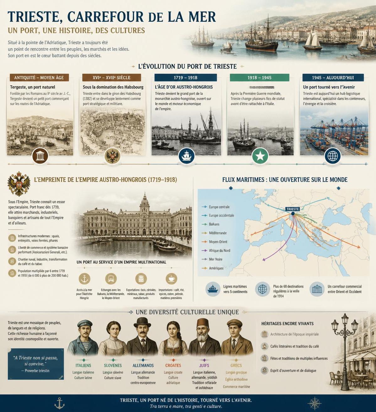 découvrez trieste, ville frontière emblématique entre l'empire austro-hongrois et la mer adriatique, riche en histoire, culture et paysages uniques.