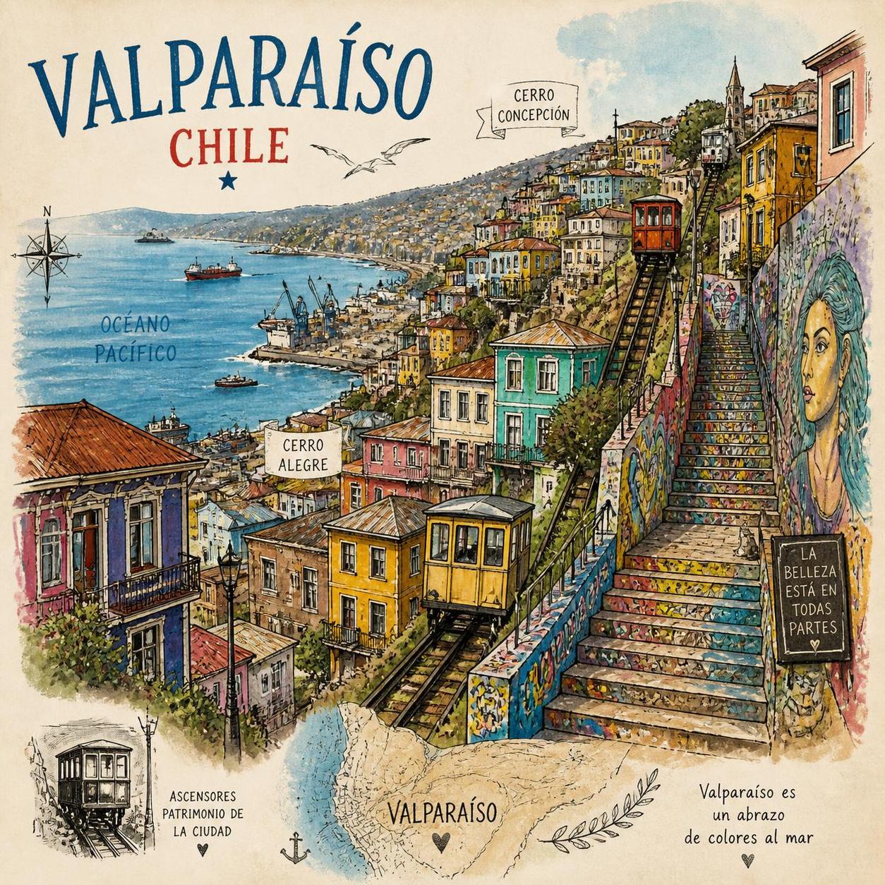 découvrez valparaíso, la ville portuaire chilienne réputée pour ses escaliers colorés et son ambiance unique, loin des circuits touristiques classiques.