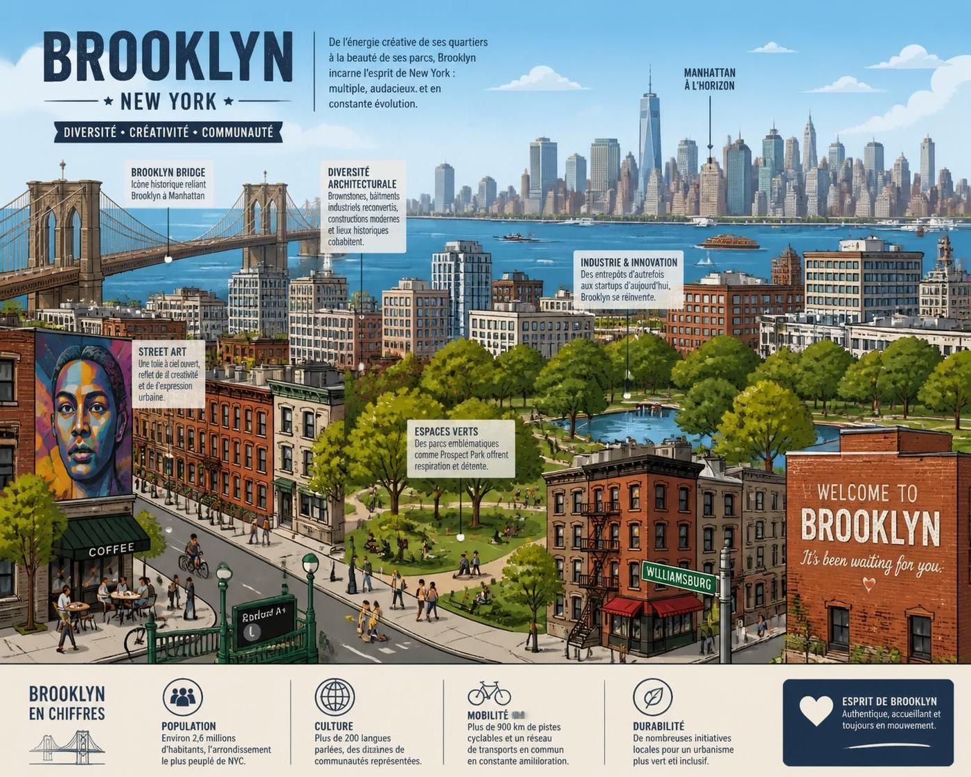 découvrez brooklyn, l'autre visage de new york, souvent éclipsé par manhattan. une immersion authentique dans ses quartiers vibrants, sa culture riche et son histoire méconnue.