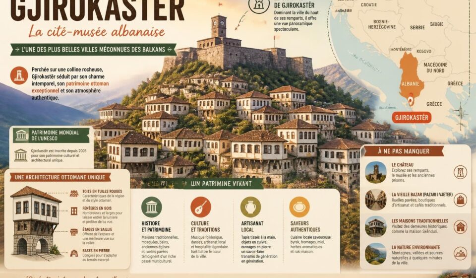 découvrez gjirokastër, la cité-musée albanaise aux ruelles pavées et aux maisons ottomanes, un trésor méconnu des balkans alliant histoire, culture et paysages époustouflants.