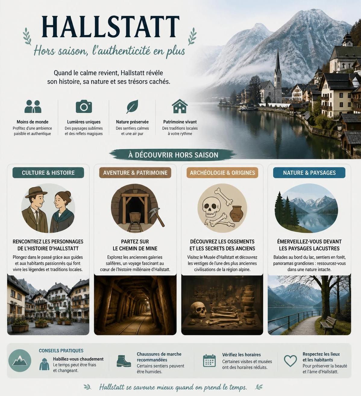 découvrez hallstatt hors saison et profitez de la tranquillité unique du lac autrichien, loin de la foule, pour une expérience intime et authentique.
