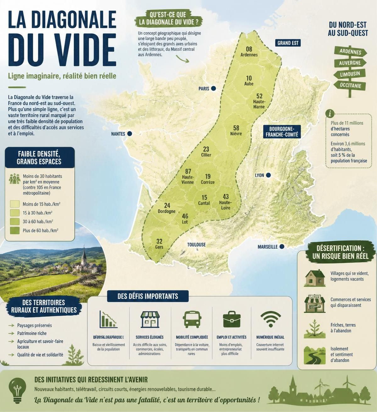 découvrez la diagonale du vide, cette vaste zone rurale méconnue au cœur de la france profonde, où la nature et les villages oubliés racontent une histoire unique que même de nombreux français ignorent.