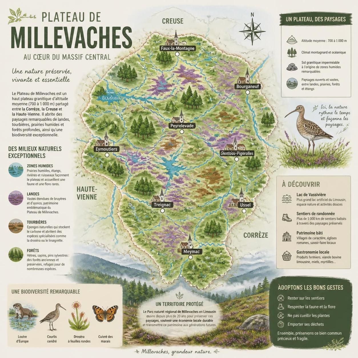 découvrez le plateau de millevaches, ses tourbières uniques et ses landes sauvages au cœur du massif central, un trésor naturel méconnu que la creuse préserve avec soin.