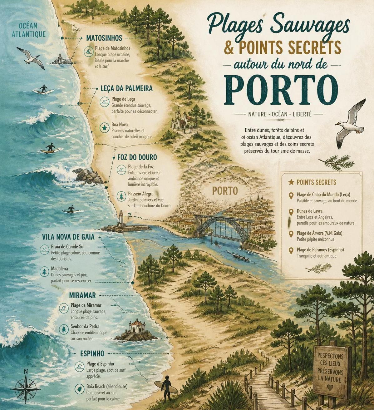 dĂ©couvrez les plages sauvages mĂ©connues au nord de porto, des trĂ©sors cachĂ©s que les guides touristiques traditionnels ne rĂ©vĂšlent pas. parfait pour les aventuriers en quĂȘte de nature intacte.