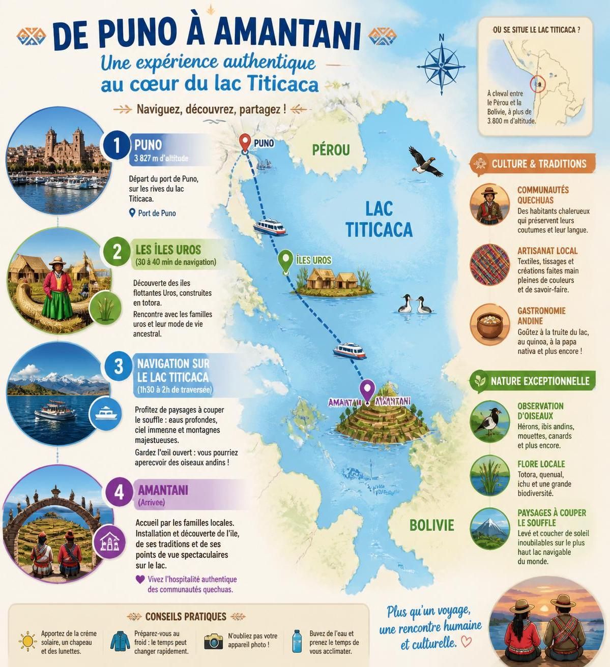 découvrez amantani, l'île authentique du lac titicaca, où séjourner chez l'habitant vous plonge dans une expérience sans distractions numériques, loin d'instagram et de la vie connectée.