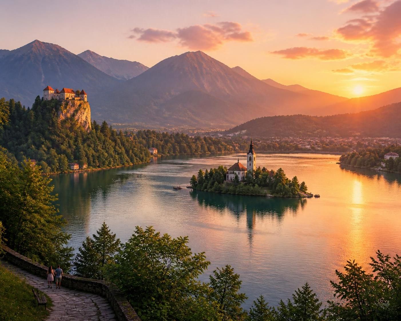 découvrez le lac-château de bled en slovénie, un lieu magique à explorer avant l'arrivée des touristes estivaux, et admirez les paysages enchanteurs qui se dévoilent après le coucher du soleil.