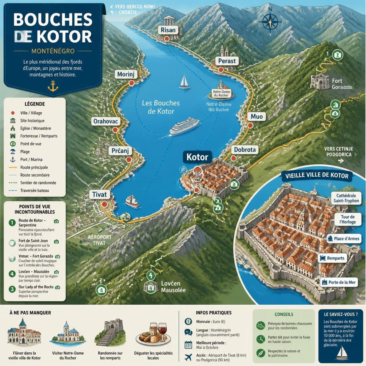 découvrez kotor et ses impressionnants remparts, une perle de la méditerranée noire à explorer hors des circuits de croisiÚres traditionnels au monténégro.