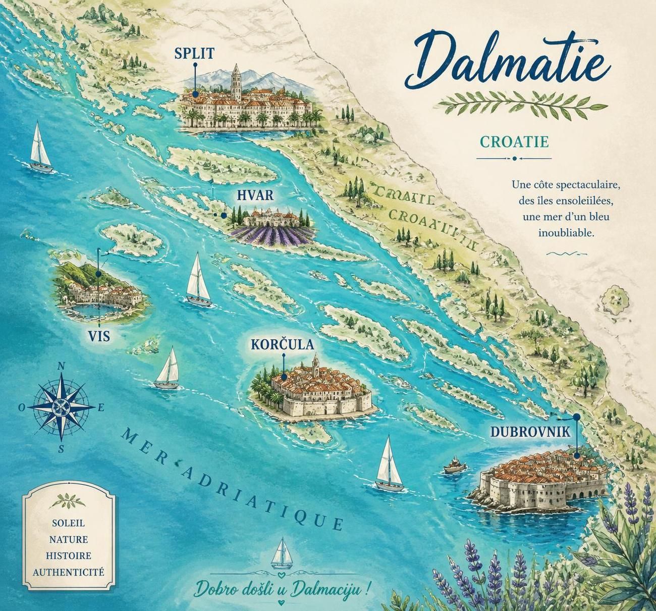 découvrez la côte dalmate hors de dubrovnik avec les îles méconnues de vis et korčula, des joyaux préservés que les croisiéristes évitent, offrant authenticité, paysages époustouflants et tranquillité.