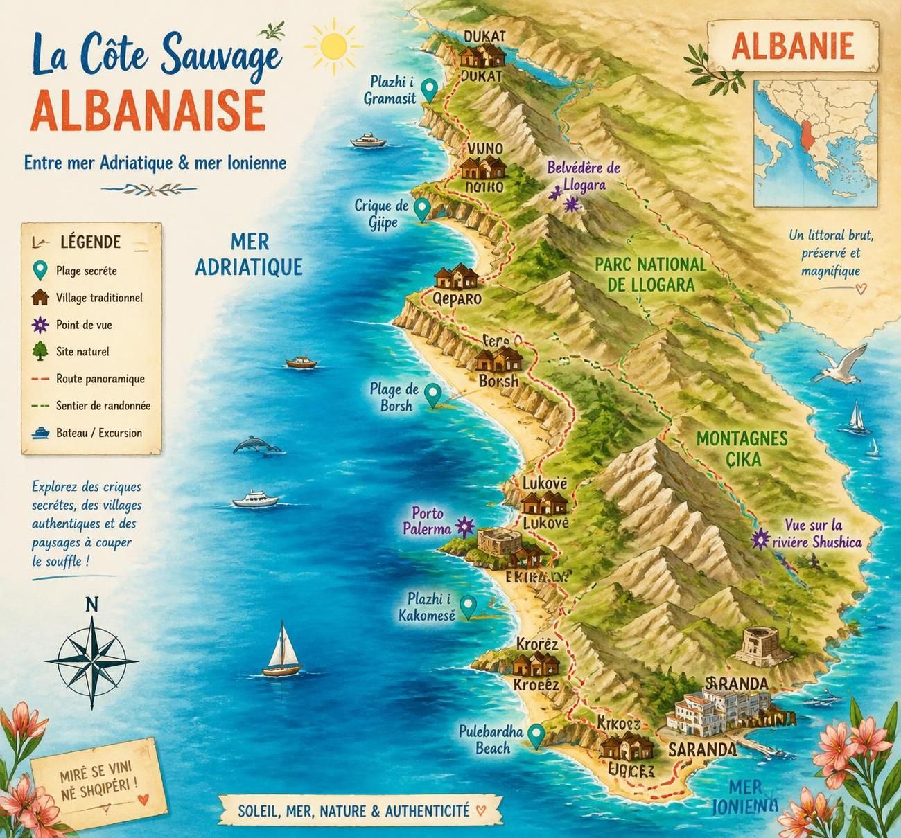 découvrez la côte sauvage de l'albanie, un trésor encore secret où les plages paradisiaques séduisent même les albanais. idéal pour des vacances authentiques loin des foules.
