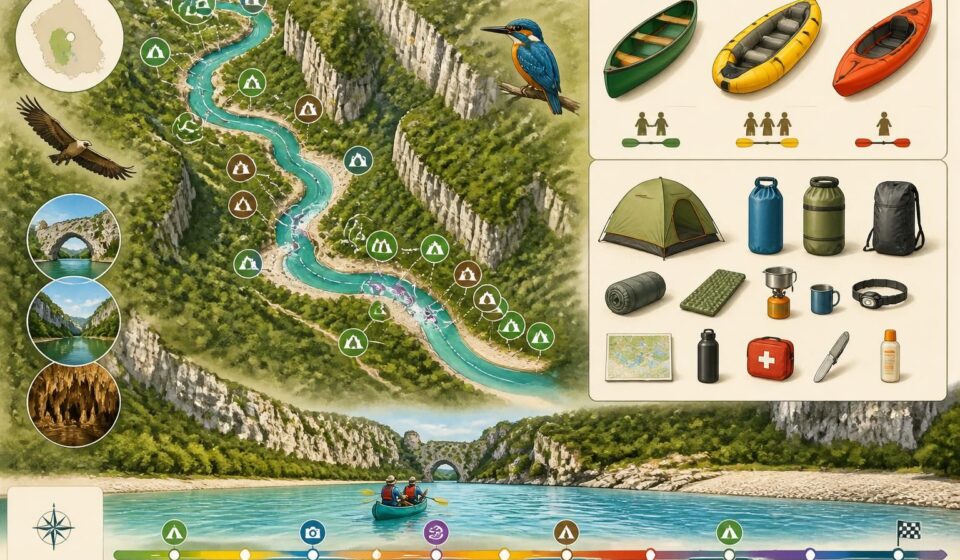 découvrez la descente exceptionnelle des gorges de l'ardèche en canoë-bivouac sur 30 km, une aventure unique loin des campings classiques pour une immersion totale en pleine nature.