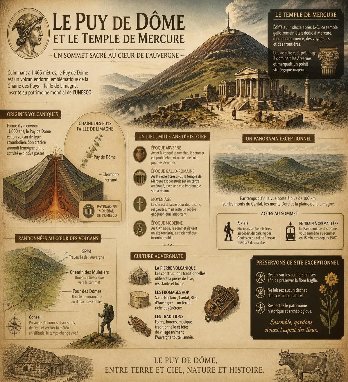 découvrez le gr des volcans d'auvergne et la traversée unique de la chaîne des puys, un itinéraire étonnant que peu empruntent dans le bon sens. préparez-vous à une aventure exceptionnelle au cœur des paysages volcaniques.