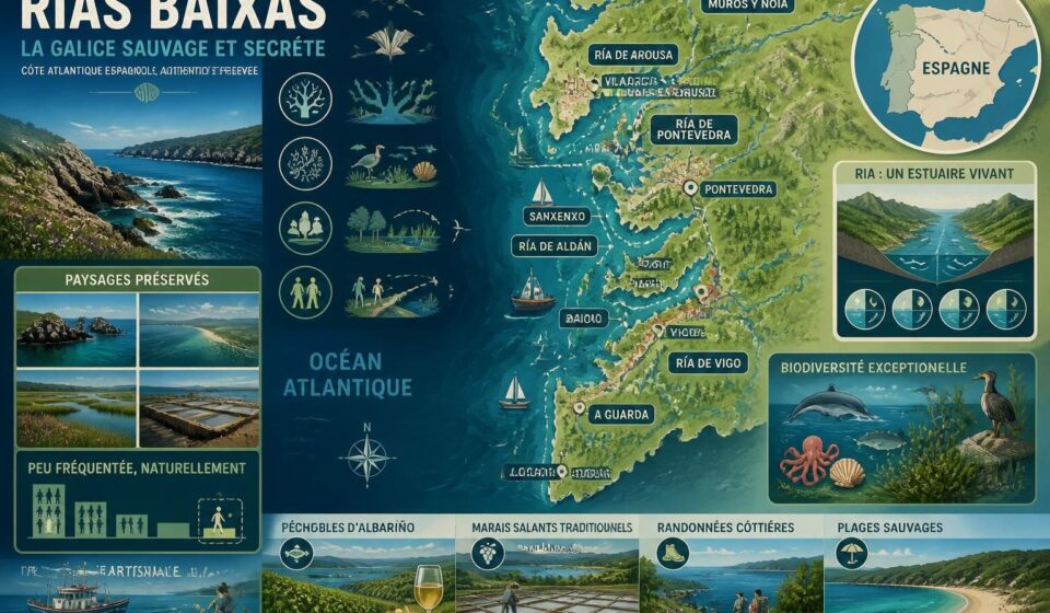 découvrez les rías baixas, cette magnifique côte atlantique espagnole moins connue, que même les locaux de galice préfèrent garder secrète. plages sauvages, villages authentiques et paysages préservés vous y attendent.
