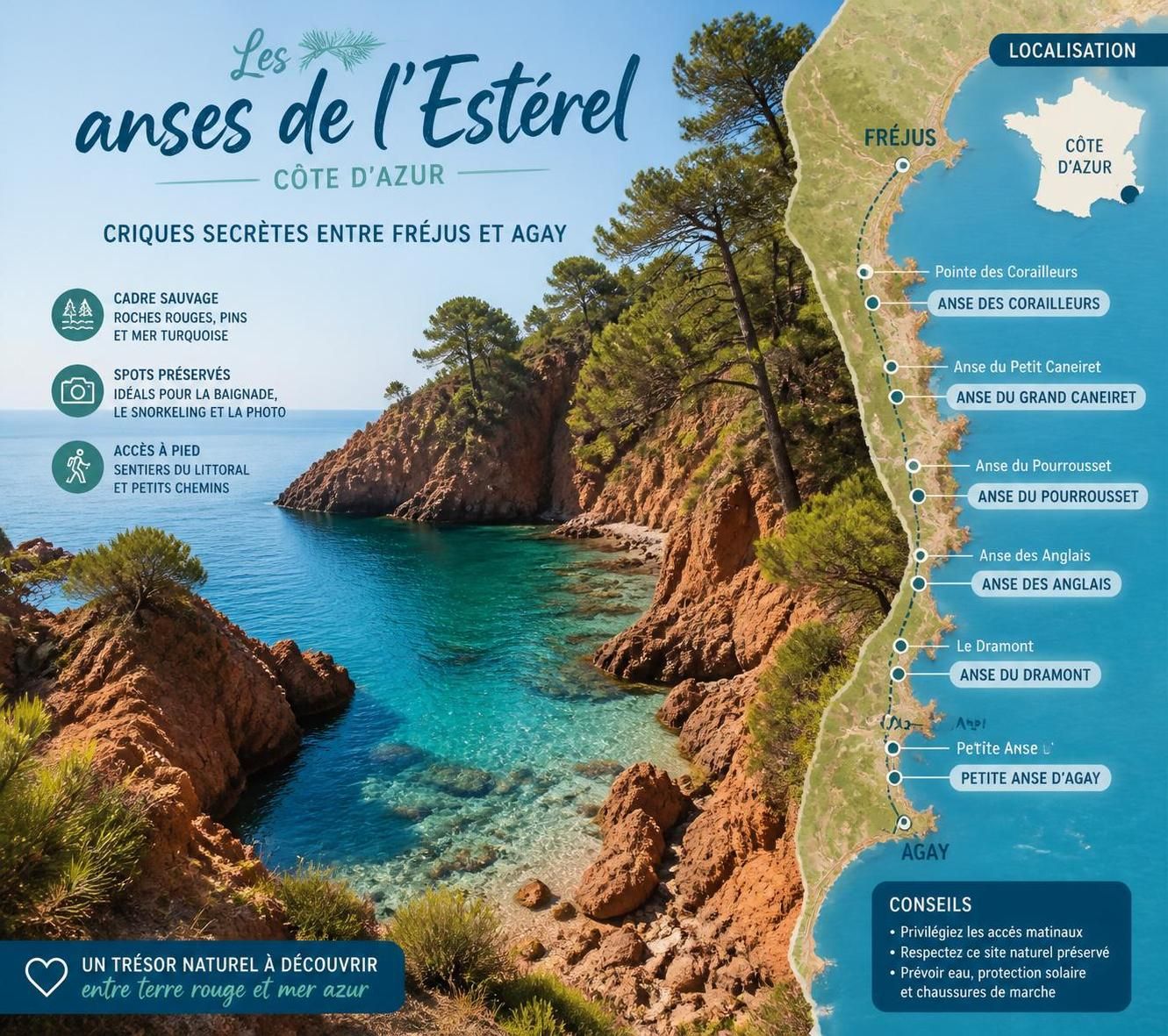 découvrez les anses secrÚtes de l'estérel entre fréjus et agay, un trésor authentique de la cÎte d'azur encore préservé et méconnu du grand public.