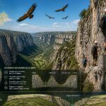 explorez les gorges de la jonte en lozère via la via ferrata, admirez les vautours planant au-dessus et profitez d'une vue spectaculaire sur les causses en contrebas.