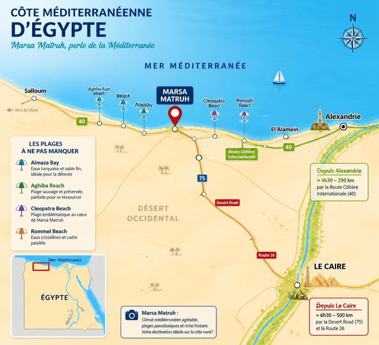 découvrez marsa matruh, la perle cachée de la méditerranée égyptienne aux eaux turquoise, une destination authentique rarement incluse dans les circuits traditionnels entre le caire et louxor.