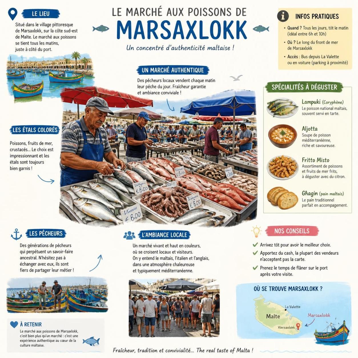 dĂ©couvrez marsaxlokk, le village de pĂȘcheurs maltais rĂ©putĂ© pour ses bateaux luzzu colorĂ©s, souvent Ă©clipsĂ© par gozo dans les brochures touristiques de malte. un charme authentique Ă ne pas manquer.