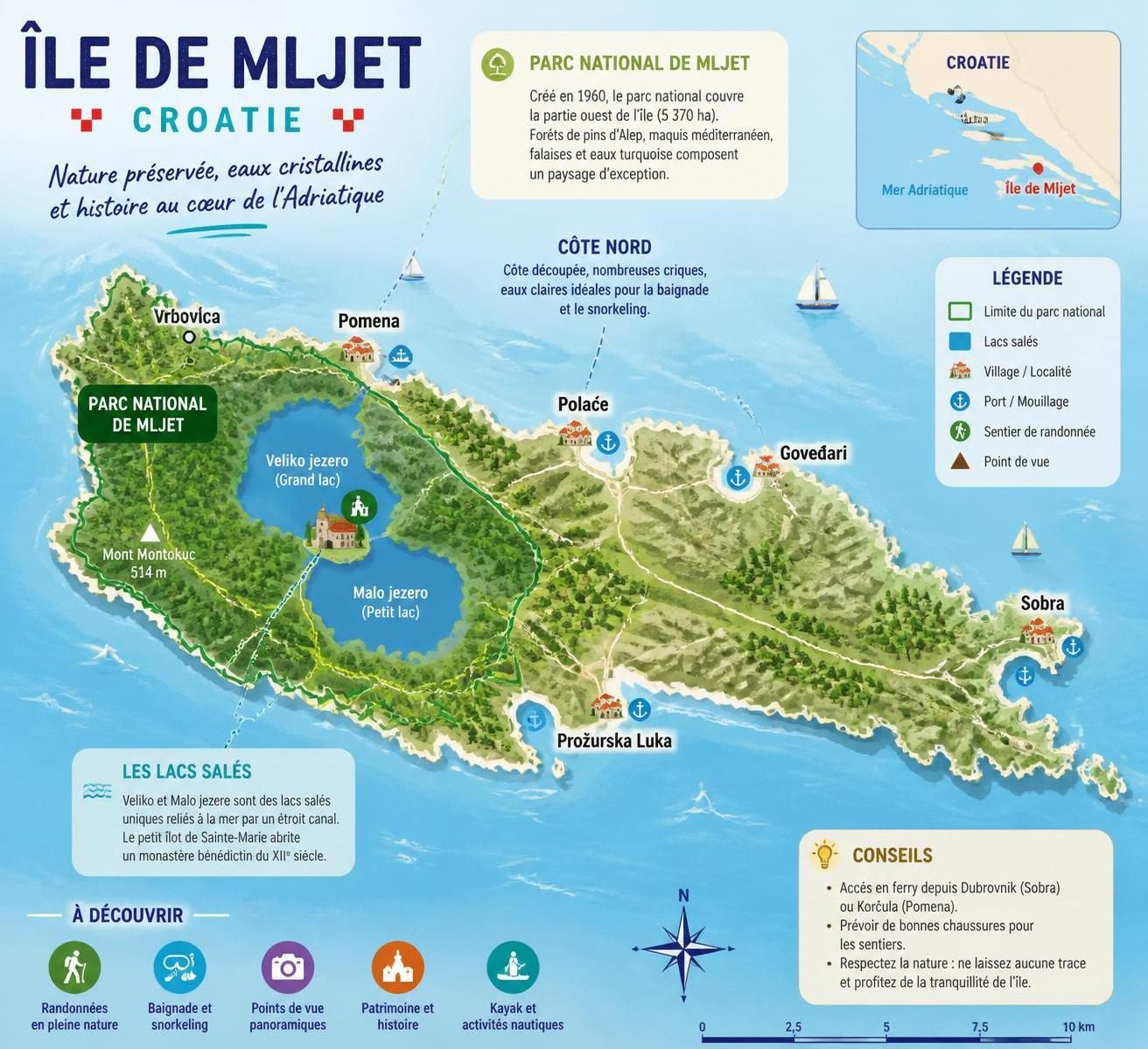 découvrez mljet, l'île-parc national de croatie, célèbre pour sa beauté naturelle préservée et son lien légendaire avec ulysse, qui l'aurait préférée à ithaque.