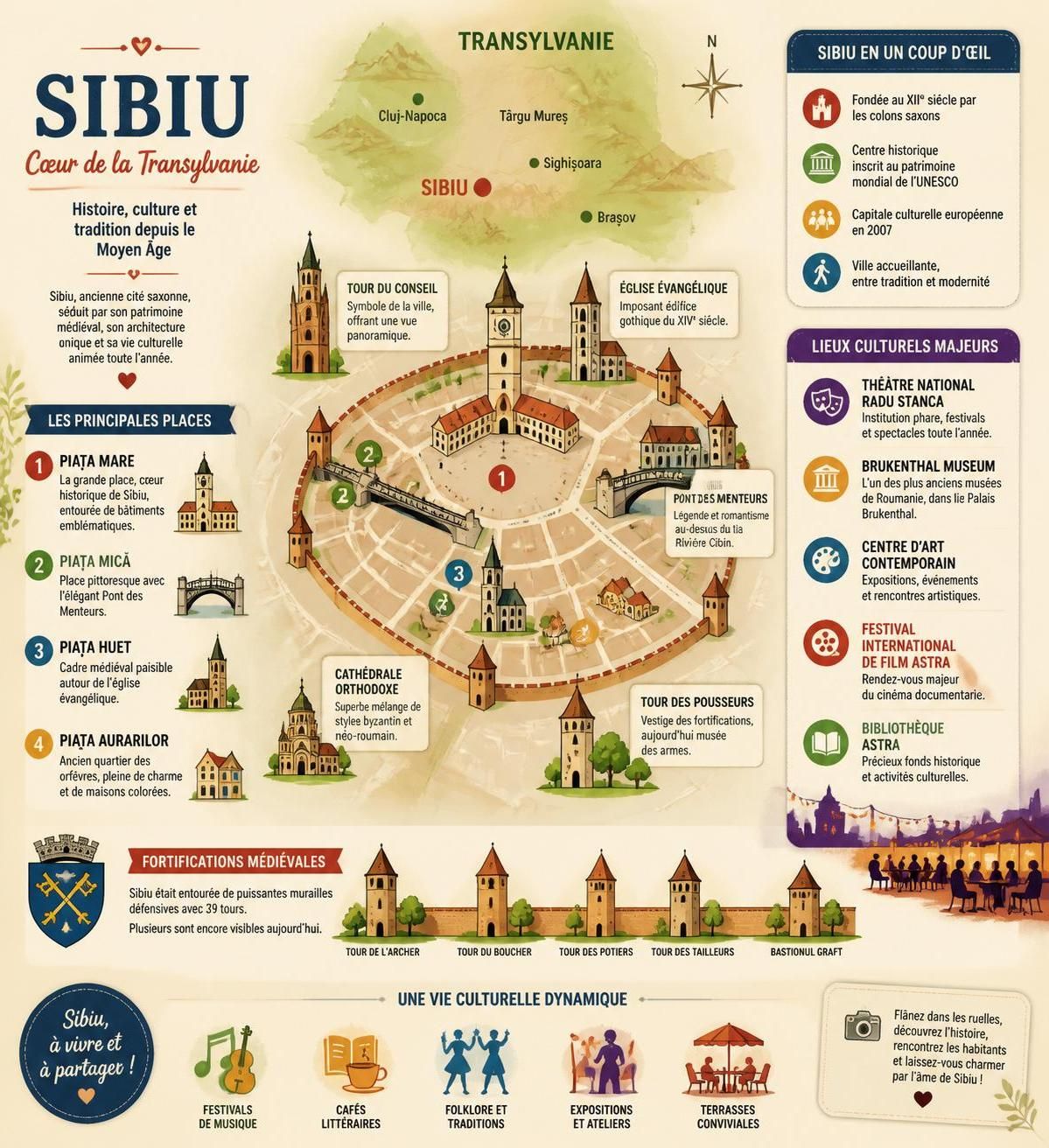 découvrez sibiu, la charmante ville médiévale de roumanie préservée des légendes de la route du dracula, alliant histoire, architecture et culture authentique.