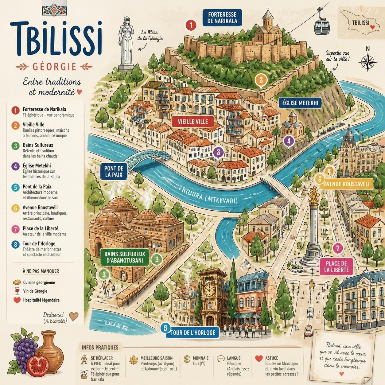 découvrez tbilissi, la capitale caucasienne mystérieuse et séduisante, prisée des voyageurs curieux qui partagent ses secrets à voix basse.