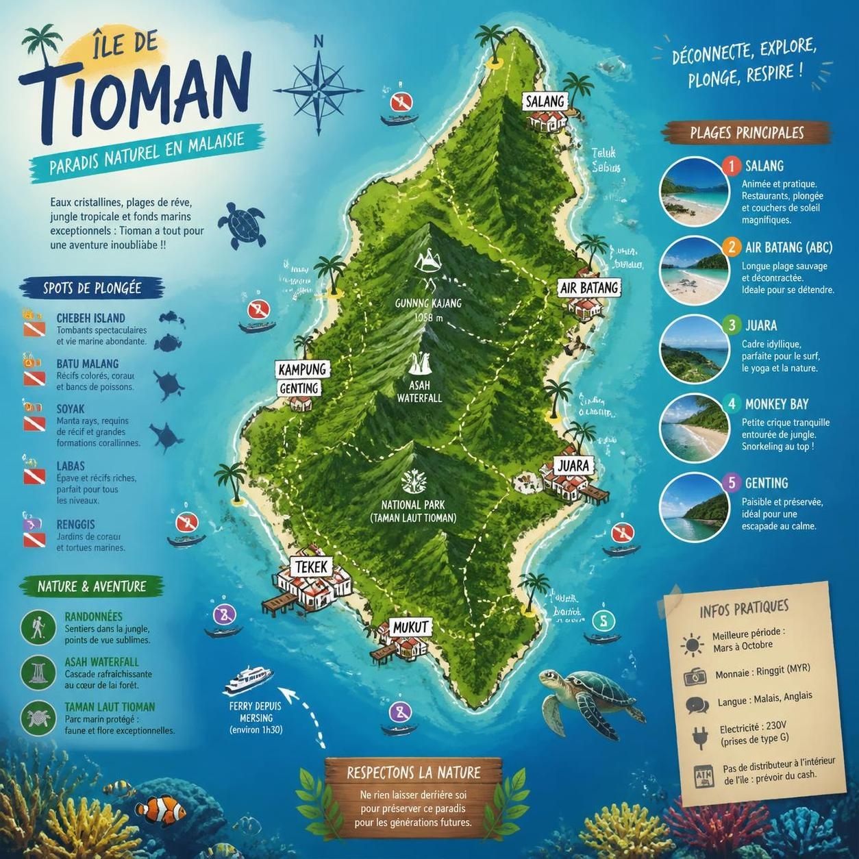 découvrez tioman, l'ßle malaisienne idéale pour la plongée, encore préservée et pleine de merveilles sous-marines à explorer.
