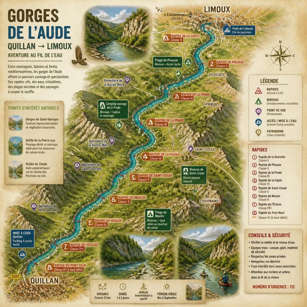 découvrez une aventure unique en canoë-bivouac sur 40 km dans les gorges sauvages de l'aude, entre quillan et limoux, un parcours encore méconnu des agences de carcassonne.