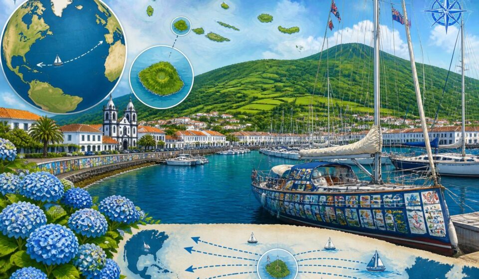 découvrez faial, l'île bleue de l'archipel des açores, célèbre pour son port d'horta où les marins transatlantiques laissent leurs emblèmes, mêlant histoire maritime et paysages enchanteurs.