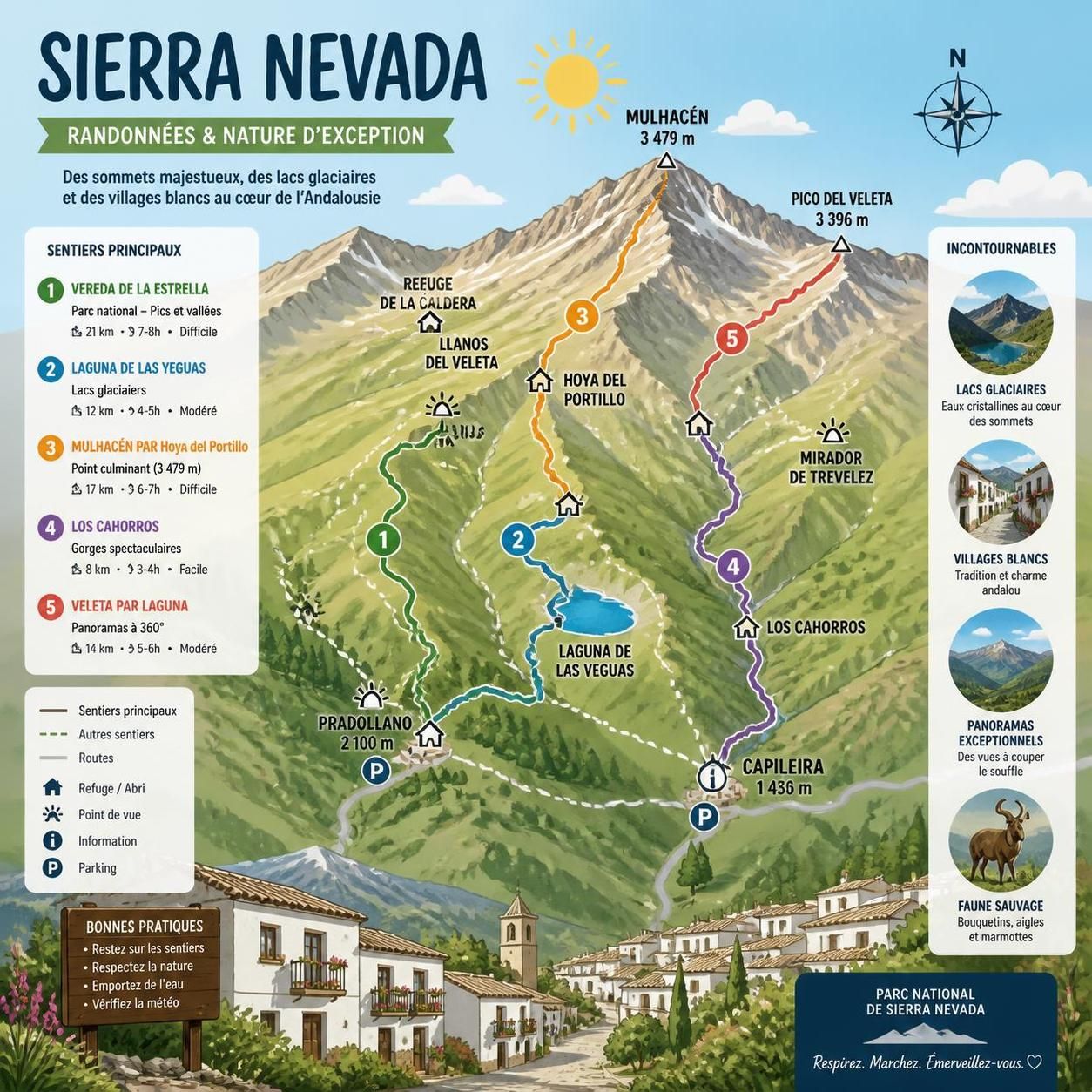 découvrez la sierra nevada espagnole en été avec des randonnées à 3 000 m d'altitude, à seulement deux heures de grenade. profitez d'une expérience unique loin des pistes de ski et des foules, au cœur d'une nature préservée.