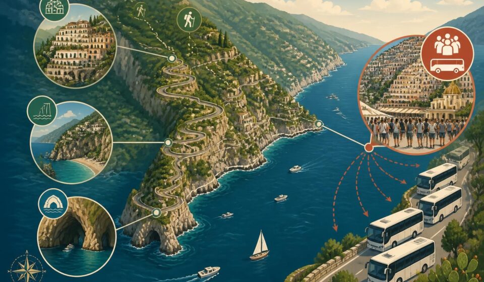 découvrez la côte amalfitaine reculée avec furore, praiano et conca dei marini, des villages pittoresques loin de la foule, idéaux pour une visite paisible lorsque positano est envahi par les groupes de cars.