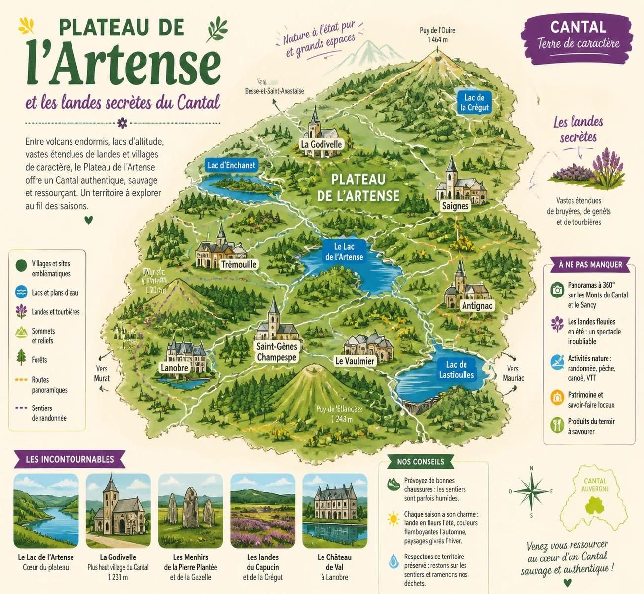 découvrez le plateau de l'artense et ses landes secrètes dans le cantal, une auvergne authentique souvent éclipsée par le puy-de-dôme et vulcania, entre nature préservée et paysages sauvages.