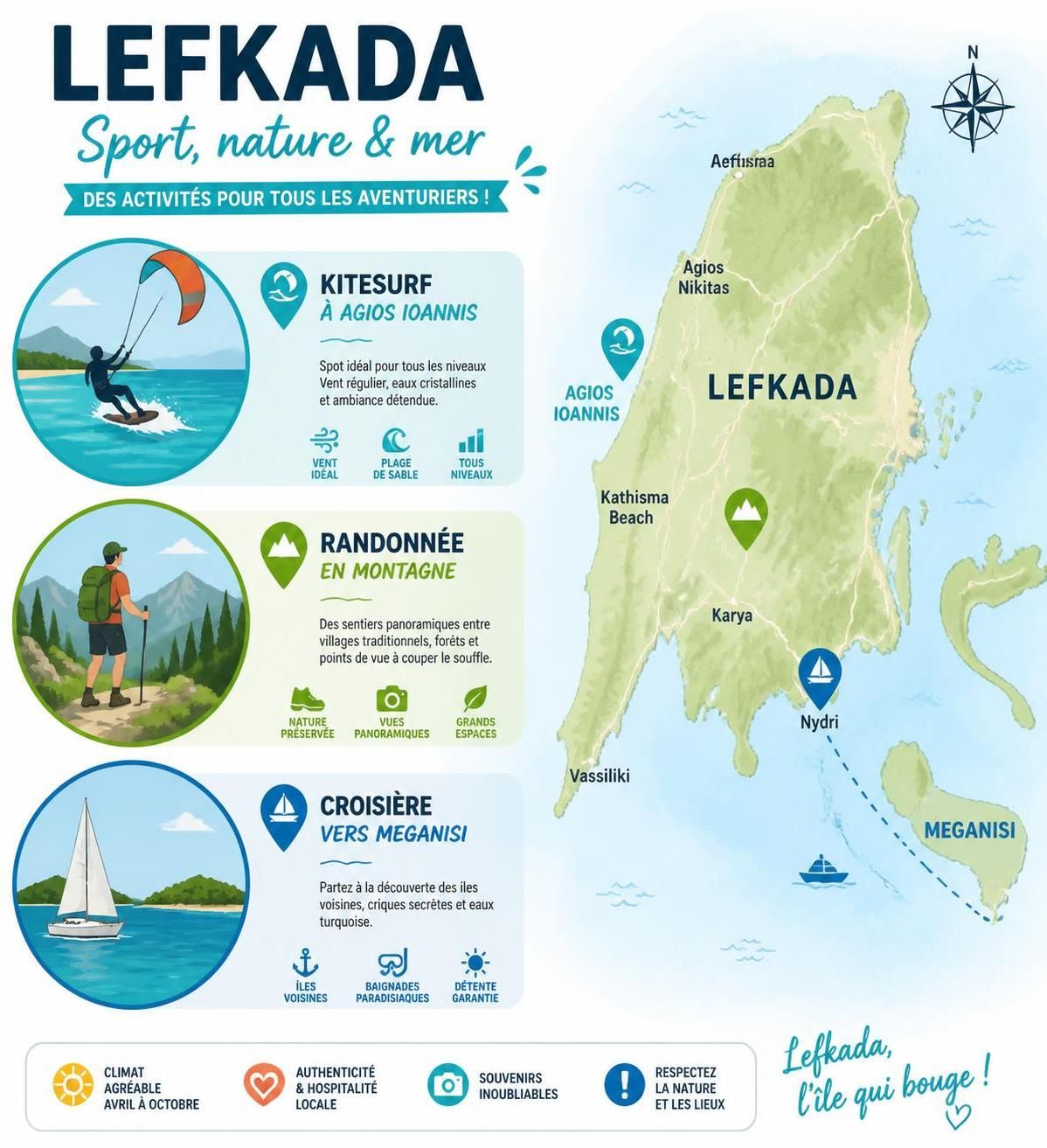 découvrez lefkada, l'île grecque unique reliée au continent par un pont, offrant des plages magnifiques comparables à mykonos, mais sans la foule.