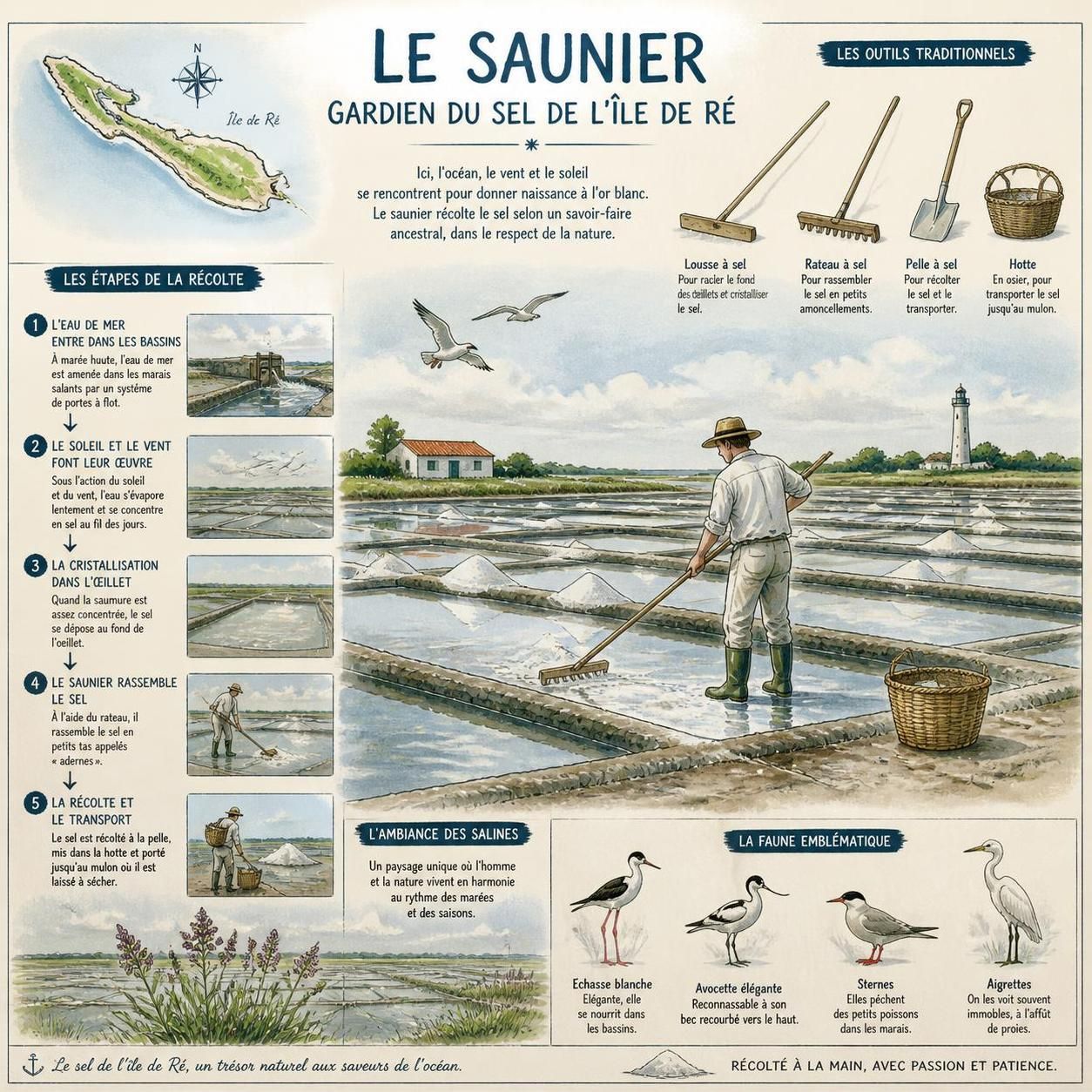 découvrez l'île de ré autrement en explorant ses bocages et marais salants, à travers des sentiers méconnus entre polders et salines, loin des foules estivales.