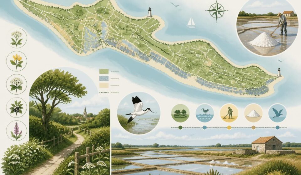 découvrez l'île de ré autrement en explorant ses bocages et marais salants. partez à la découverte des sentiers méconnus entre polders et salines, loin des foules estivales.