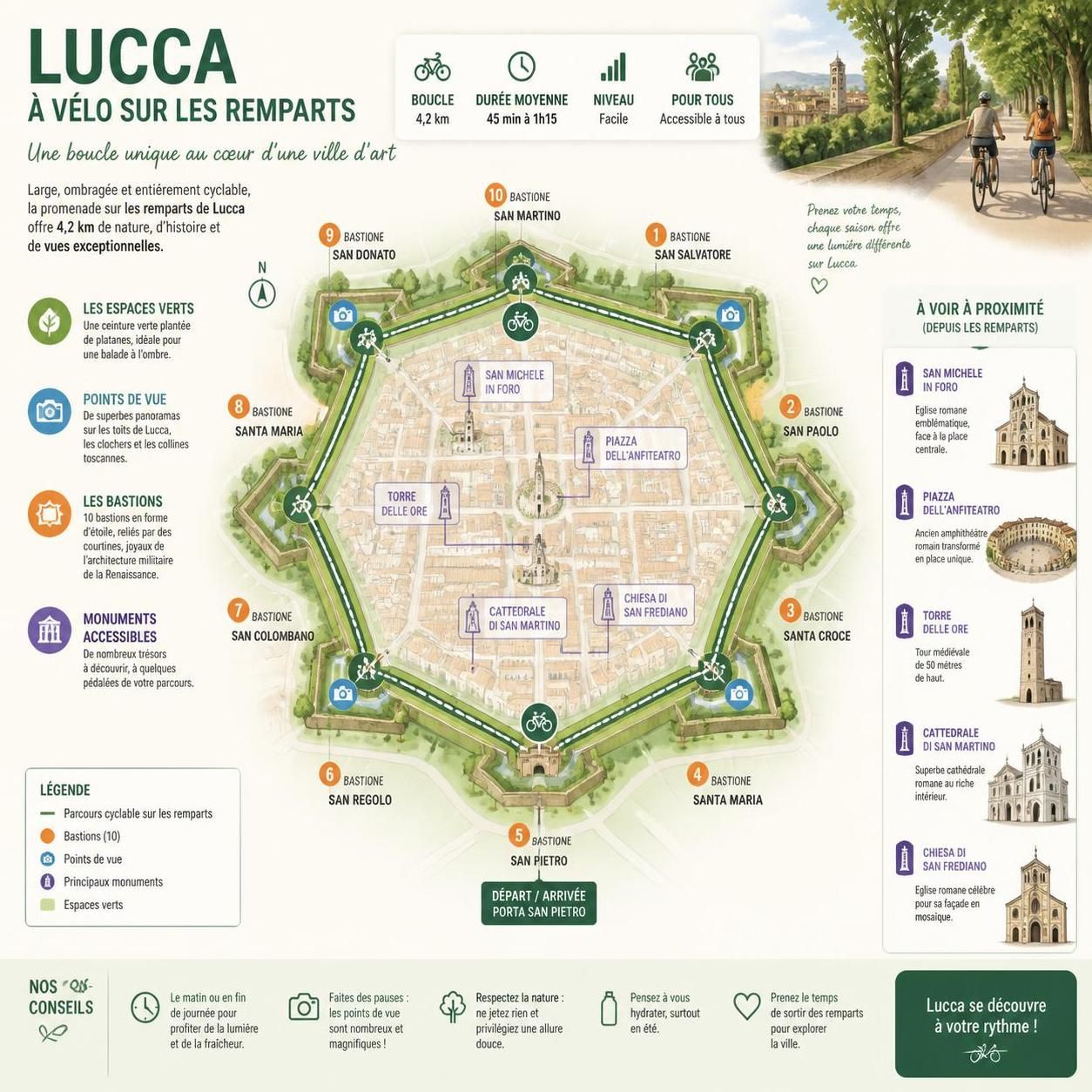 découvrez les remparts cyclables de lucca, un trésor authentique de la toscane que florence laisse souvent dans l’ombre. parcourez cette ville historique à vélo et plongez au cœur d’une italie méconnue.
