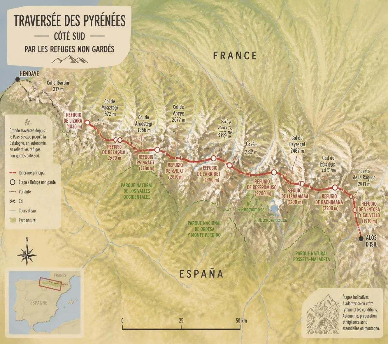 découvrez la traversée méconnue des pyrénées par les refuges espagnols non gardés : une voie haute idéale pour les randonneurs français en quête d'aventure côté sud.
